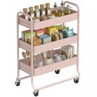 HOMCOM 3-Tier Storage Trolley, Storage Cart w/ Mesh Backets, Wheels Refurbished