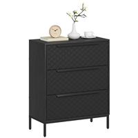 HOMCOM Chest of Drawers, 3 Fabric Drawer Dresser, Aluminium Handles Refurbished