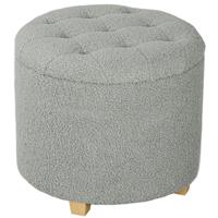 HOMCOM 45cm Round Ottoman with Storage, Lid, Cashmere Footstool Refurbished