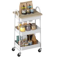 HOMCOM Rolling Utility Cart with Mesh Baskets for Kitchen Refurbished