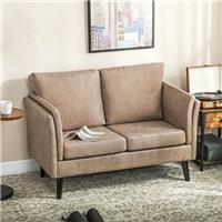 HOMCOM Small Sofa, Loveseat Sofa for Bedroom, Home Office, Brown Refurbished