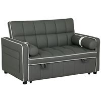 HOMCOM 2 Seater Pull Out Sofa Bed with Adjustable Backrest, Grey Refurbished