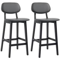 HOMCOM Breakfast Bar stools Set of 2 w/ PU Leather Cover, Wood Legs Refurbished