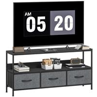HOMCOM TV Cabinet, TV Console Unit with 3 Foldable Linen Drawers Refurbished