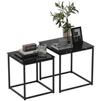 HOMCOM Nest of 2 Side Tables Set of Bedside Tables for Living Room Refurbished