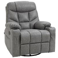 HOMCOM Manual Recliner Chair with Footrest, Cup Holder, Swivel Base Refurbished