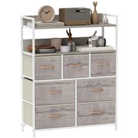 HOMCOM Bedroom Chest of Drawers 7 Drawer Dresser w/ Shelves, Natural Refurbished