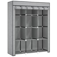 HOMCOM Fabric Portable Wardrobe with 8 Shelves 2 Hanging Rails Refurbished