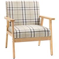 HOMCOM One Seater Sofa w/ Rubber Wood Frame Linen Fabric Small Couch Refurbished