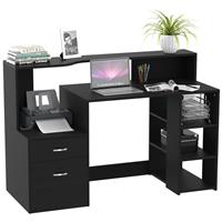 HOMCOM Multi-Storage & Workstation Desk Table Storage Shelves Home Refurbished