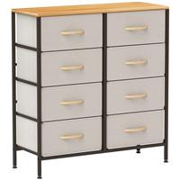 HOMCOM 8 Drawer Fabric Chest of Drawers w/ Wooden Top for Hallway Refurbished