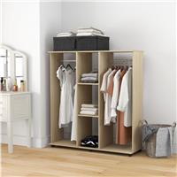 HOMCOM Mobile Double Open Wardrobe w/ Clothes Hanging Rail Colthing Refurbished