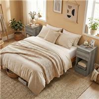 HOMCOM Bedside Tables Set of 2, Nightstands for Bedroom, Living Room Refurbished