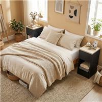 HOMCOM Bedside Tables Set of 2, Nightstands for Bedroom, Living Room Refurbished