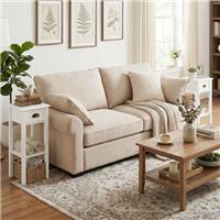 HOMCOM 2-Tier Side Tables Set of 2 with Drawer Shelf for Living Room, White