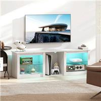 HOMCOM 160cm TV Unit w/LED Lights for 70in Modern TV Stand Cabinet Refurbished
