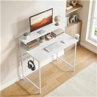 HOMCOM Computer Desk, 80cm Home Office Study Table with Hutch Shelf, White