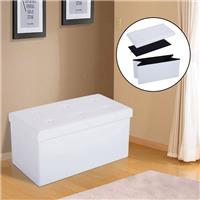 HOMCOM Storage Ottoman Tool Box Faux Leather Folding Bench Foot Rest Refurbished