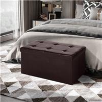 HOMCOM Storage Ottoman Tool Box Faux Leather Folding Bench Foot Rest Refurbished