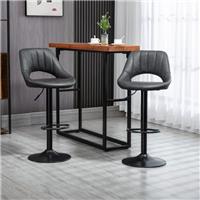 HOMCOM Barstools Set of 2, Dining Stools with Backrest and Footrest Refurbished