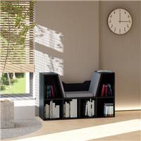 HOMCOM Cube Bookshelf Organizer with Reading Seat, Six Cubes, Refurbished