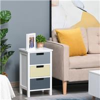 HOMCOM 3 Drawer Colourful Storage Cabinet Tower Dresser Chest Refurbished