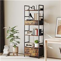 HOMCOM Industrial Bookshelf with 4 Shelves and 3 Fabric Drawers Refurbished