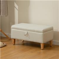 HOMCOM Linen Storage Ottoman Storage Box with Rubberwood Legs Refurbished