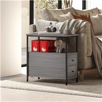 HOMCOM Narrow End Table, Sofa Side Table w/ 2 Drawers Storage Shelf Refurbished