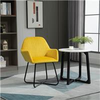 HOMCOM Modern Accent Chair Velvet-Feel Upholstered Lounge Armchair Refurbished