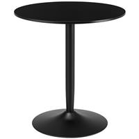 HOMCOM Round Dining Table w/ Steel Base & Non-slip Pad, Black,Refurbished