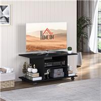 HOMCOM Modern TV Cabinet Stand Storage Shelves Table Mobile Black Refurbished