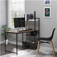 HOMCOM Computer Desk Laptop Table w/4-tier Bookshelf Metal Frame Refurbished