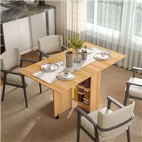 HOMCOM Foldable Dining Table with Storage Shelves for Kitchen Refurbished