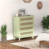 HOMCOM Rattan Chest of Drawers, 4 Drawer Unit Storage Organiser Refurbished