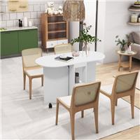HOMCOM Folding Dining Table for Small Spaces with 2-tier Shelves Refurbished