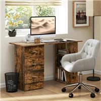 HOMCOM 120cm Computer Desk, Study Table with 3 Shelf & Drawers Refurbished