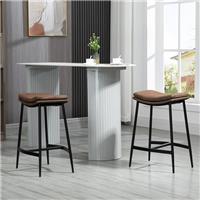 HOMCOM Breakfast Bar Stools Set of 2 Upholstered Barstools Refurbished