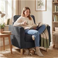 HOMCOM Accent Chair with Metal Legs and Spring Dark Grey Refurbished