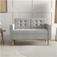 HOMCOM Compact Loveseat Sofa 2 Seater Sofa with Wood Legs Refurbished