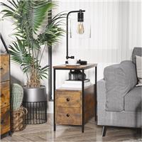 HOMCOM Narrow End Table, Sofa Side Table w/ 2 Drawers Storage Shelf Refurbished