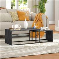 HOMCOM Coffee Tables Set of 2, Nest of Tables for Living Room Refurbished