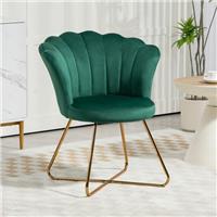 HOMCOM Accent Chair, Velvet Armchair with Lotus Backrest, Steel Legs Refurbished