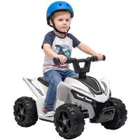 AIYAPLAY 6V Electric Car, Kids ATV with Handlebar Button Control, White