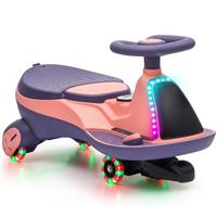 AIYAPLAY 2-In-1 12V Electric Wiggle Car with 2 Speeds, PU Wheels, Pink