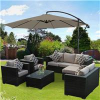 3M Hanging Cantilever Banana Parasol Patio Garden Sun Shade Umbrella Brown