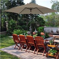 2.7M Garden Outdoor Patio Parasol Sun Shade Round Umbrella with Tilt Crank Brown