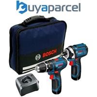 Bosch 12v Twin Pack GSB Combi Hammer Drill + GDR Impact Driver Lithium Ion