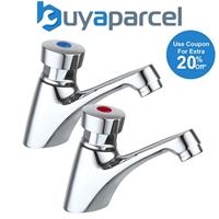 2x Mono Basin Sink Tap 1/2 Push Down Delay Self Close Closing Non Concussive