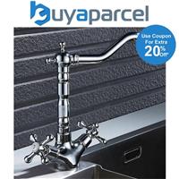 French Classic Traditional Mono Kitchen Sink Basin Mixer Tap Chrome Swivel Spout